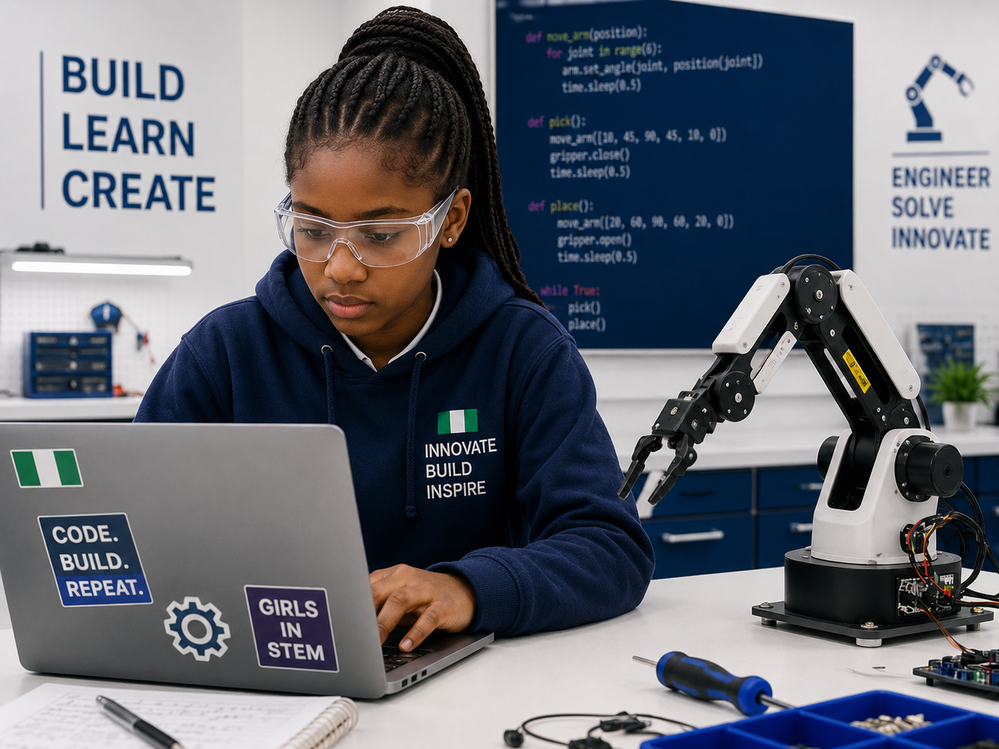 Teenager working with a robotic arm in a Clasptek session