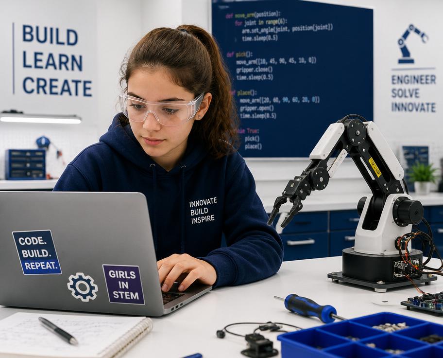 Teenager working with a robotic arm in a Clasptek session